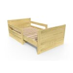 Lit �volutif enfant avec tiroir bois - abc meubles - 90 x 140 / 170 / 200 cm - bois massif - a lattes ...