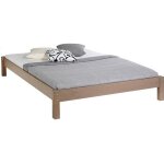 Lit futon double pour adulte taifun 140 x 190 cm 2 personnes 2 places pin massif lasur taupe