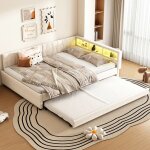 Lit gigogne 140x200cm pour 2 places / 3 places lit de repos avec sommierledusb et type - c canap� - lit ...
