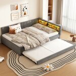 Lit gigogne 140x200cm pour 2 places / 3 places lit de repos avec sommierledusb et type - c canap� - lit ...