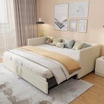 Lit gigogne 2 places 90 / 180x200 cm canap� - lit convertible rembourr� avec sommier � lattes convertible ...