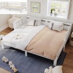 Lit gigogne - 2 places - 90x200cm - canap lit - bois massif - blanc