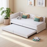 Lit gigogne 90 / 180 � 200cm lit capitonn� canap� avec sommier � lattes canap� convertible pour chambre ...