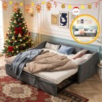 Lit gigogne 90 / 180 x 200 cm canap� - lit extensible lit double avec sommier � lattes lit de palette ...