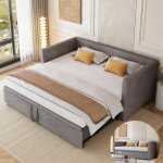 Lit gigogne - kilisky - 90 / 180x200 cm - convertible - tissu velours - 2 places