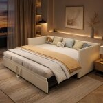 Lit gigogne 90 / 180x200cm 2 places canap� - lit extensible avec sommiers � lattes lits convertible cadre ...