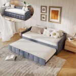 Lit gigogne 90 / 180x200cm - canap� lit convertible - canap� 2 places avec sommier � lattes - pour enfant ...