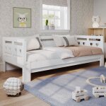 Lit gigogne 90 / 182190cm - lit canap - lit avec sommier - lit adulte et enfant - bois de pin - blanc ...