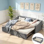 Lit gigogne - kilisky - canap� lit convertible - 90 / 180 x 200 cm - tissu velours - 2 places