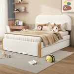 Lit gigogne - canapé lit gigogne - 140x200 cm - design minimaliste - blanc - 2 / 3 places Lit gigogne - canapé lit gigogne - 140x200 cm - design minimaliste - blanc - 2 / 3 places