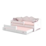 Lit gigogne double enfants emma 80x160 avec 2 matelas 2 sommiers blanc