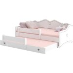Lit gigogne double enfants emma 80x160 avec 2 matelas 2 sommiers blanc / gris