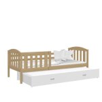 Lit gigogne teo 90x190 pin - blanc livr avec sommiers tiroir et matelas en mousse de 7cm