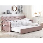 Lit gigogne en velours rose 90 x 200 cm montargis