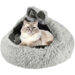 Lit de grotte pour animaux de compagnie - gris - petit - chat - lit pour chat - rond - extrieur
