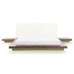 Lit japonais bois marron avec led 160 x 200 cm zen Lit japonais bois marron avec led 160 x 200 cm zen
