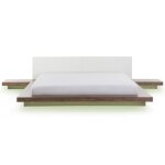 Lit japonais avec led 180 x 200 cm bois clair zen Lit japonais avec led 180 x 200 cm bois clair zen