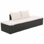 Lit de jardin 1 - personne pour terrasse - clarence� - bain de soleil simple - noir 195x60cm r�sine tress�e ...