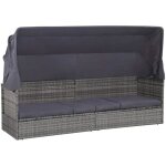 Lit de jardin avec auvent gris 205x62 cm r�sine tress�e - men