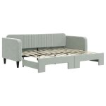 Lit de jour avec lit gigogne - estink - a3197063 - velours gris clair - 90x200 cm - 2 places Lit de jour avec lit gigogne - estink - a3197063 - velours gris clair - 90x200 cm - 2 places
