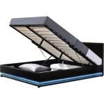 Lit led avec coffre anastasia - 160 x 200 cm - noir Lit led avec coffre anastasia - 160 x 200 cm - noir