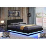 Lit led avec coffre de rangement ava - noir - 180 x 200 cm - sommier relevable - design lgant