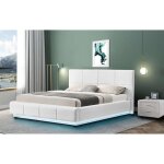 Lit led avec coffre de rangement clara - blanc 140 x 190 cm