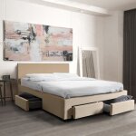 Lit lugano 140x190 + 1 sommier + 4 tiroirs / beige Lit lugano 140x190 + 1 sommier + 4 tiroirs / beige