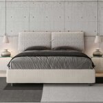 Lit mados 160x200 sans sommier - giada 1 aragona 1 - blanc - double bed with padded girou in aragon fabric ...