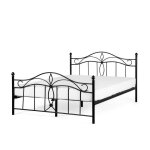 Lit mtallique noir 180x200 cm design romantique antlia - beliani - avec sommier  lattes