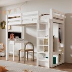 Lit mezzanine 1 place 90x200 avec bureau armoire et �tag�reslit enfant avec sommier et barri�re de s�curit�bla ...
