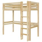 Lit mezzanine 1 place dors� bois naturel 90x190 cm