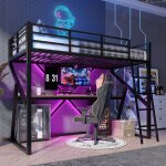 Lit mezzanine 1 place avec led lit mezzanine avec bureau lit superpos� enfant 90x200 avec �chelle et ...