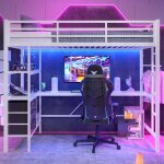 Lit mezzanine 1 place avec led et usb lit mezzanine avec bureau et 3 tiroirslit superpos� enfant 90x200 ...