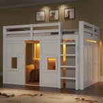 Lit mezzanine 140x200 cm avec �clairage led lit double en bois avec placard et fen�tre lit 2 personnes ...