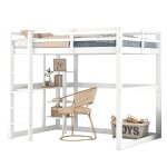Lit mezzanine 140x200 cm - lit enfant avec bureau compartiments de rangement et �tag�res lit combin� ...