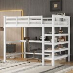 Lit mezzanine - dreammespace - 140x200 cm - bureau intgr - blanc - 2 places