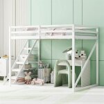 Lit mezzanine - dreammespace - 140x200cm - bois massif - chelle de scurit - 2 places