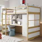 Lit mezzanine 90 x 200 cm avec armoire evryae
