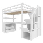 Lit mezzanine 90x200 cm - lit enfant avec bureau et �tag�re combin� - design pratique - bois massif et ...