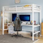 Lit mezzanine 90x200 cm garde - corps escabeau table avec usb et prise avec led bande lumineuse wire ...