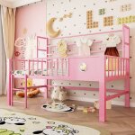 Lit mezzanine 90x200 cm avec sommier � lattes cadre de lit adulte en m�tal lit 1 personne lit adulte ...