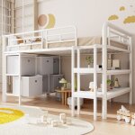 Lit mezzanine 90x200cm lit enfant avec tiroirs et �tag�res lit simple avec sommier � lattes escaliers ...