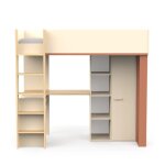 Calicosy - lit mezzanine avec bureau et armoire h183 cm - camillia - terracota / beige / chêne - terracota ... Calicosy - lit mezzanine avec bureau et armoire h183 cm - camillia - terracota / beige / chêne - terracota ...