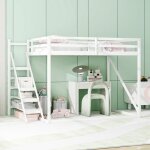 Lit mezzanine - jaerliub - 140x200 - bois massif - chelle de scurit - 2 / 3 places