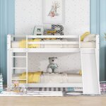 Lit mezzanine enfant 90x200 cm avec toboggan �chelle r�versible 1 sommier � lattes gain de place pin ...