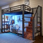 Lit mezzanine enfant 90x200cm lumineuse led lit ado escalier de rangementlit simple marches int�gr�essommier ...