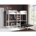 Lit mezzanine enfant blanc - atlantic - lena - bureau et canap - lit inclus
