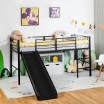 Dreamde lit superpos lit mezzanine enfant avec toboggan amovible chelle et clture lit combine en acier ...