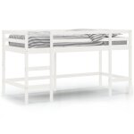Lit mezzanine enfants - ashata - 90x190 cm - bois pin massif - blanc - chelle incluse